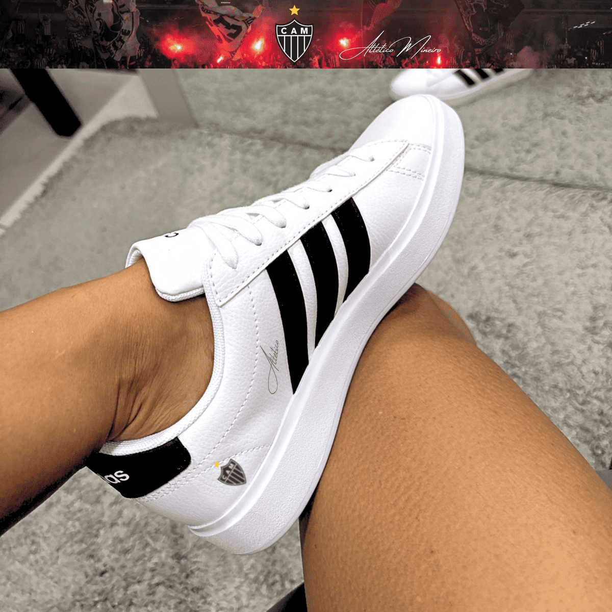 Exclusivo: Tênis Grand Court Signature Customizado Galo ATL Mineiro + *BRINDE 1x Caneca Oficial* - EDIÇÃO LIMITADA