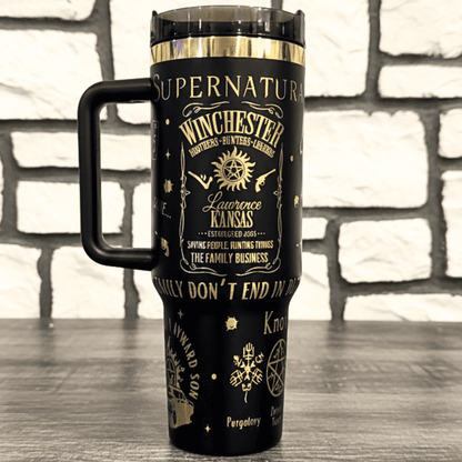 Exclusivo: Garrafa Térmica 1.2L Edição Especial Supernatural Customizada Dourado Gravação Laser + *BRINDE 1x Chaveiro Exclusivo* - EDIÇÃO LIMITADA