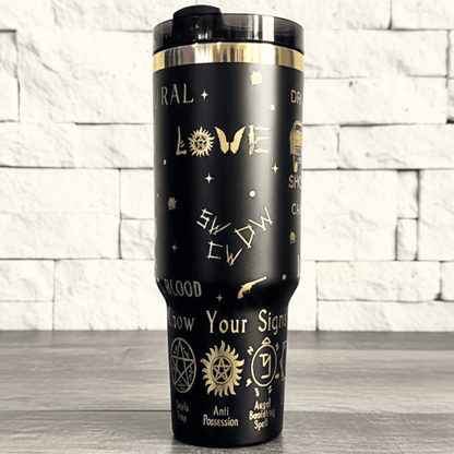 Exclusivo: Garrafa Térmica 1.2L Edição Especial Supernatural Customizada Dourado Gravação Laser + *BRINDE 1x Chaveiro Exclusivo* - EDIÇÃO LIMITADA