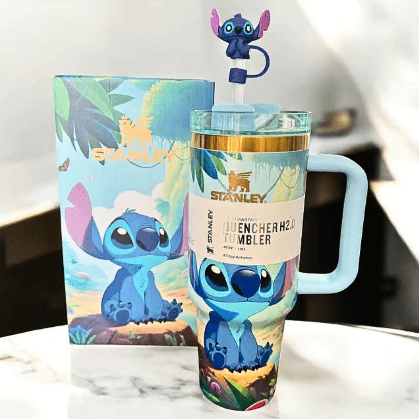 Exclusivo: Garrafa Térmica 1.2L Edição Especial Stitch Dourada Caixa Customizada + *BRINDE 1x Chaveiro Exclusivo* - EDIÇÃO LIMITADA