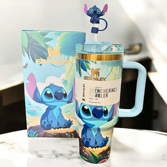 Exclusivo: Garrafa Térmica 1.2L Edição Especial Stitch Dourada Caixa Customizada + *BRINDE 1x Chaveiro Exclusivo* - EDIÇÃO LIMITADA