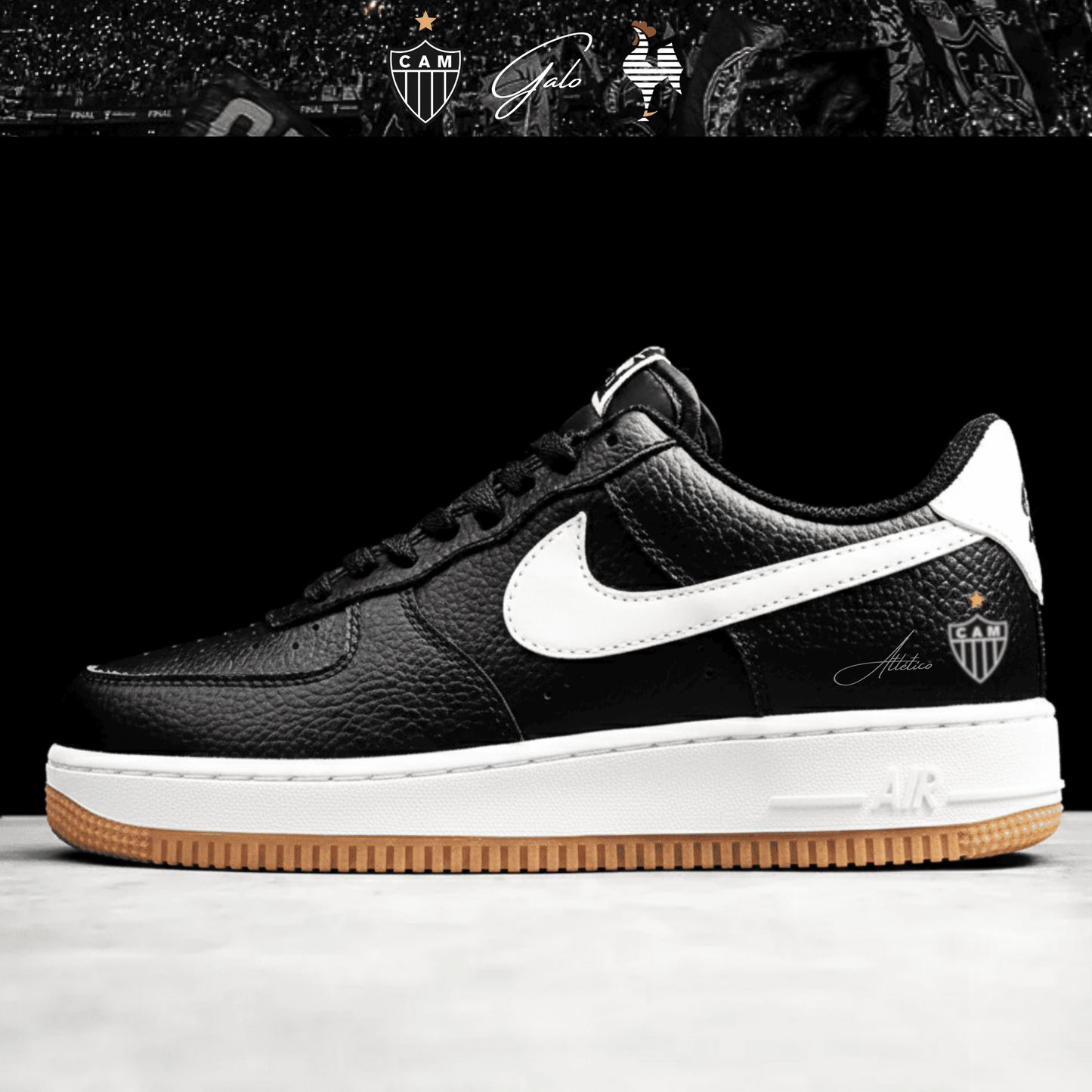 Exclusivo: Tênis Air Force White Black Obsidian Signature Customizado Galo 2026 + *BRINDE 1x Caneca Oficial* - EDIÇÃO LIMITADA