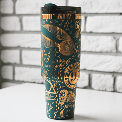 Exclusivo: Garrafa Térmica 1.2L Edição Especial HP Dourada e Metalizada Customizada Gravação Laser + *BRINDE 1x Chaveiro Exclusivo* - EDIÇÃO LIMITADA