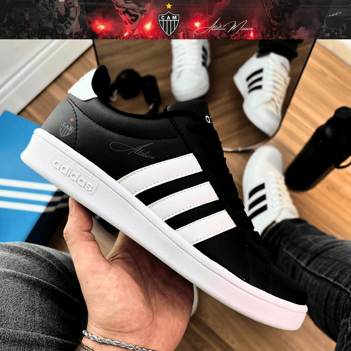 Exclusivo: Tênis Grand Court Signature Customizado Galo ATL Mineiro + *BRINDE 1x Caneca Oficial* - EDIÇÃO LIMITADA