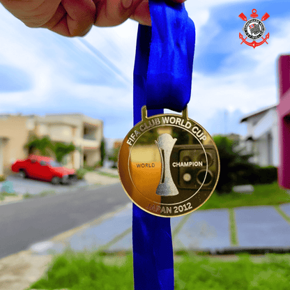 Exclusivo: Quadro de Medalhas Timão Multicampeão 2012 Libertadores e Mundial Moldura de Madeira 33x33cm + *BRINDE 1x Caneca* - EDIÇÃO LIMITADA
