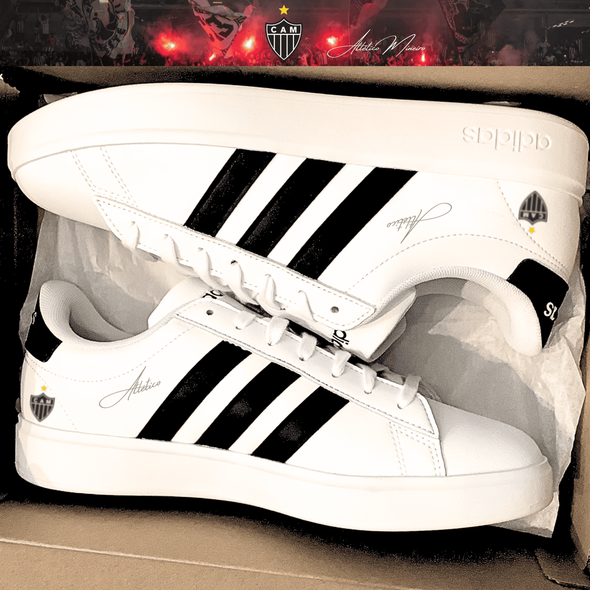 Exclusivo: Tênis Grand Court Signature Customizado Galo ATL Mineiro + *BRINDE 1x Caneca Oficial* - EDIÇÃO LIMITADA