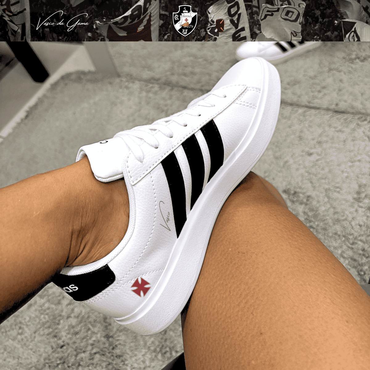 Exclusivo: Tênis Grand Court Signature Customizado Vasco Gigante da Colina + *BRINDE 1x Caneca Oficial* - EDIÇÃO LIMITADA