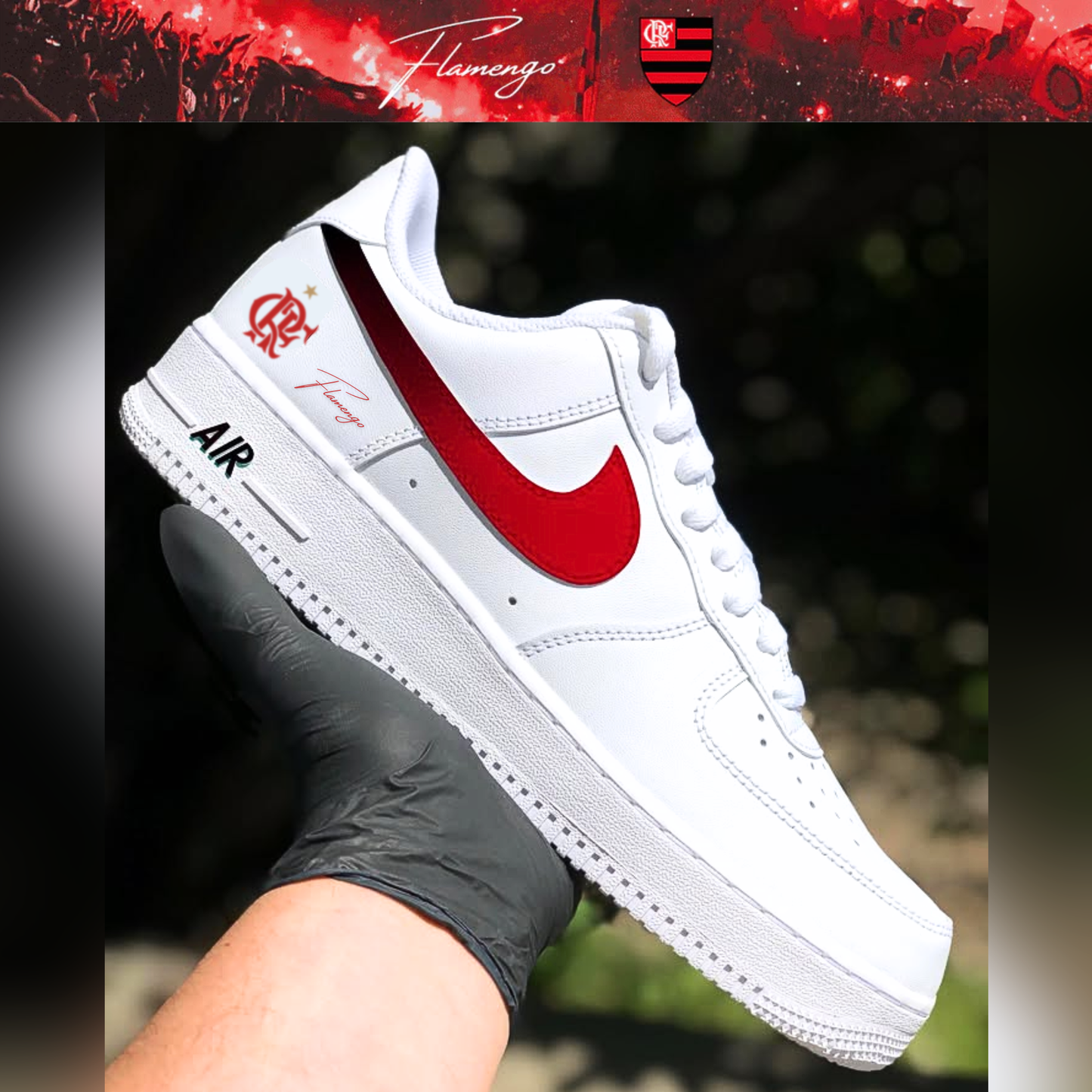 Exclusivo: Tênis NK Air Force White Customizado Mengão Multi Campeão 2025 + *BRINDE 1x Caneca Oficial* - EDIÇÃO LIMITADA