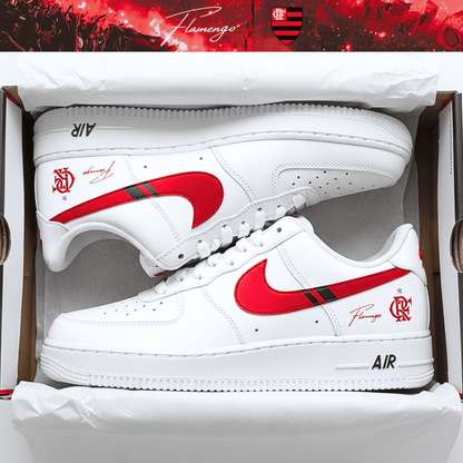 Exclusivo: Tênis NK Air Force White Customizado Mengão Multi Campeão 2025 + *BRINDE 1x Caneca Oficial* - EDIÇÃO LIMITADA