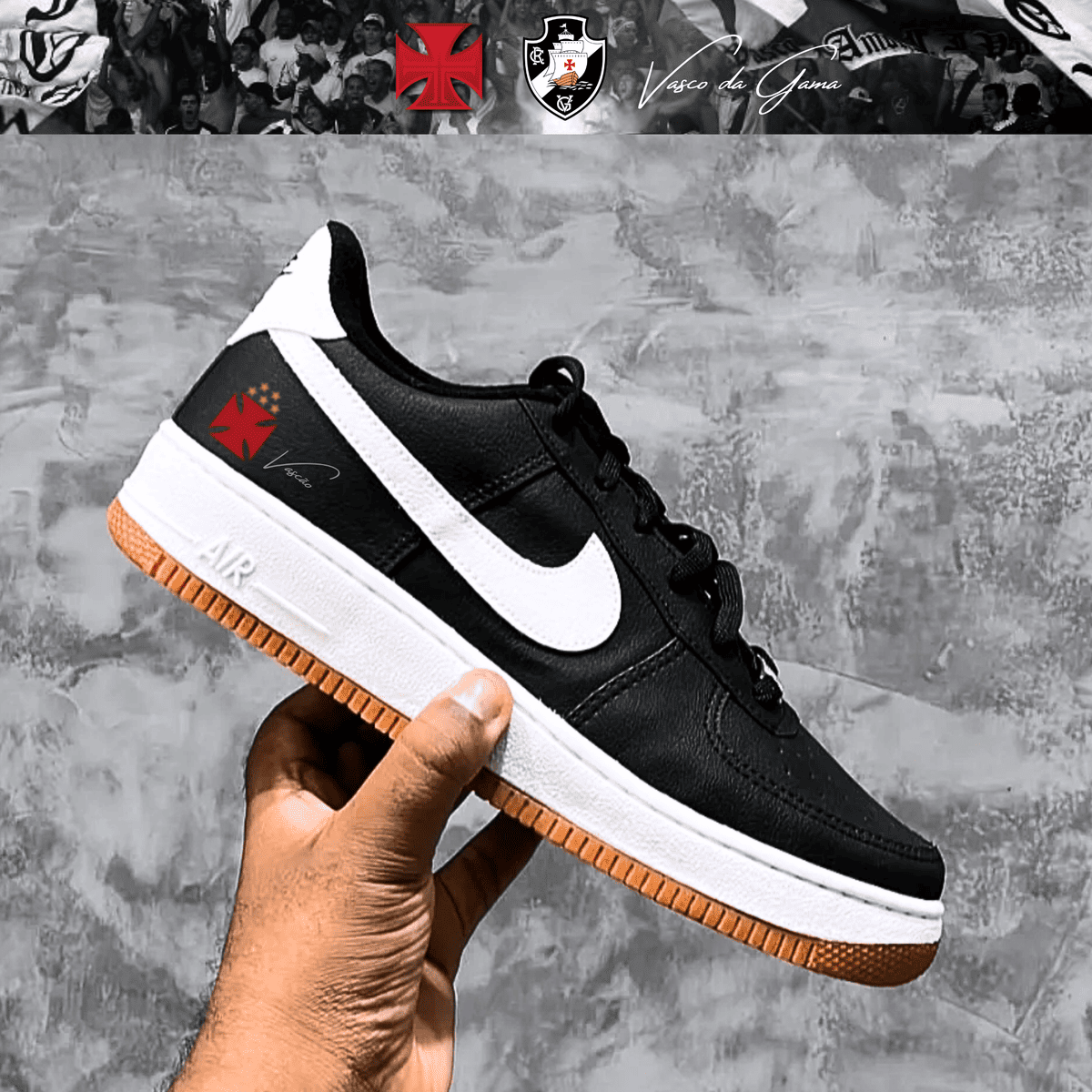 Exclusivo: Tênis Air Force White Black Obsidian Signature Customizado do Vasco + *BRINDE 1x Caneca Oficial* - EDIÇÃO LIMITADA