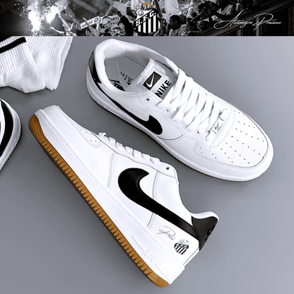 Exclusivo: Tênis Air Force White Black Obsidian Signature Customizado do Santos + *BRINDE 1x Caneca Oficial* - EDIÇÃO LIMITADA
